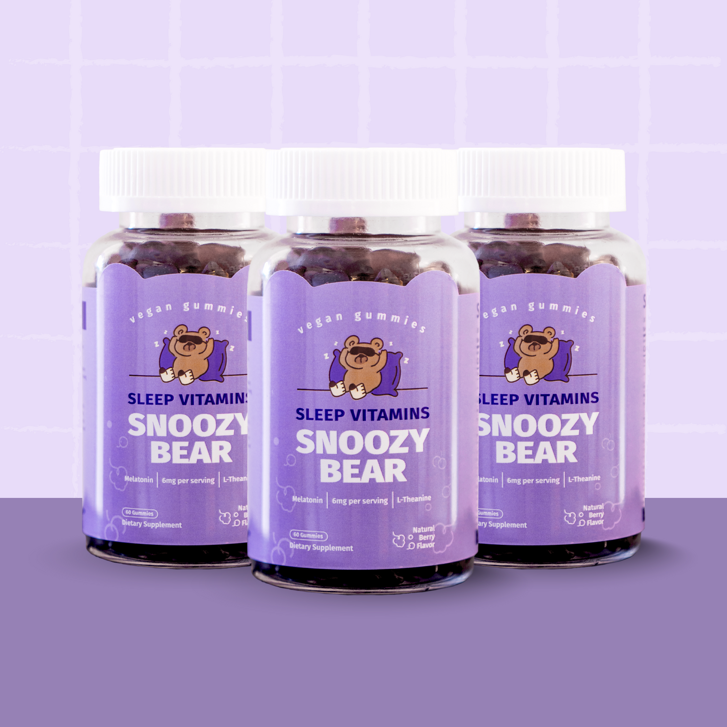 [Bundle Pack of 3] Snoozy Bear Sleep Vitamins (60 tablets x 3 bottles) - Vegan Gummies