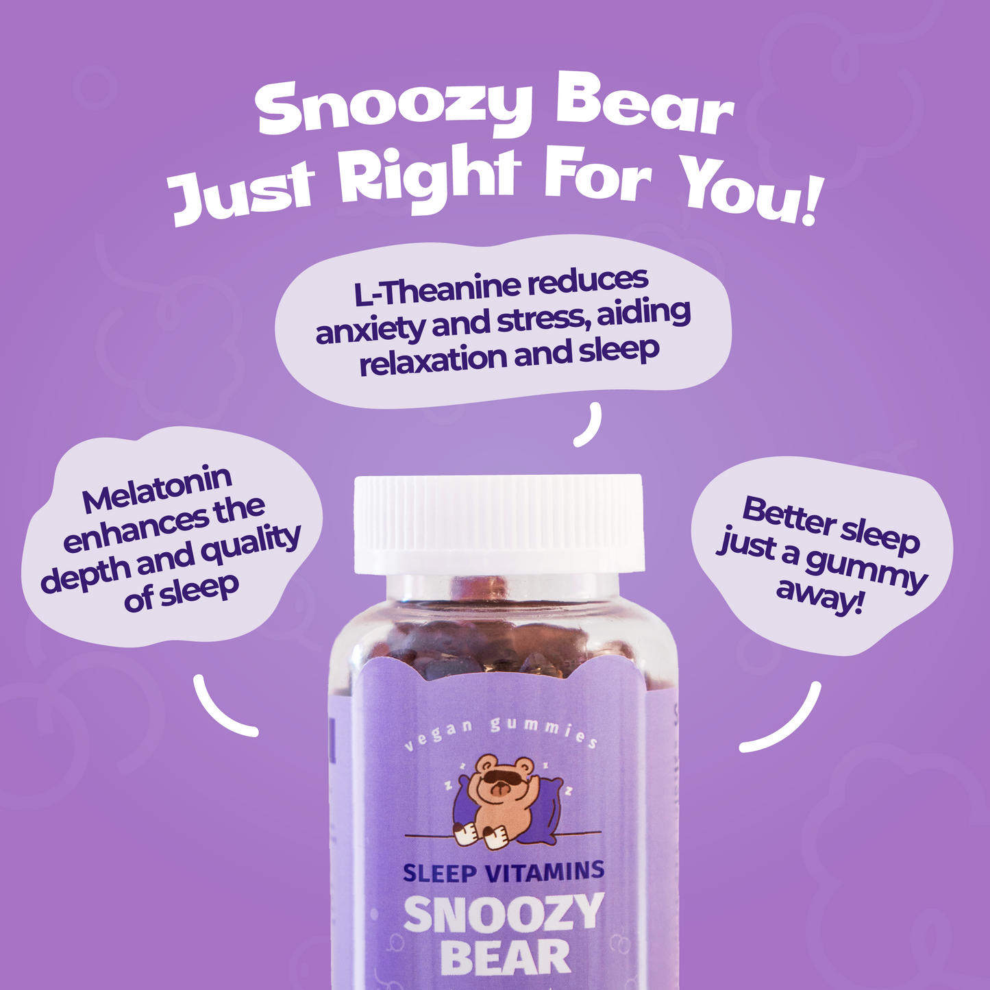 [Bundle Pack of 3] Snoozy Bear Sleep Vitamins (60 tablets x 3 bottles) - Vegan Gummies